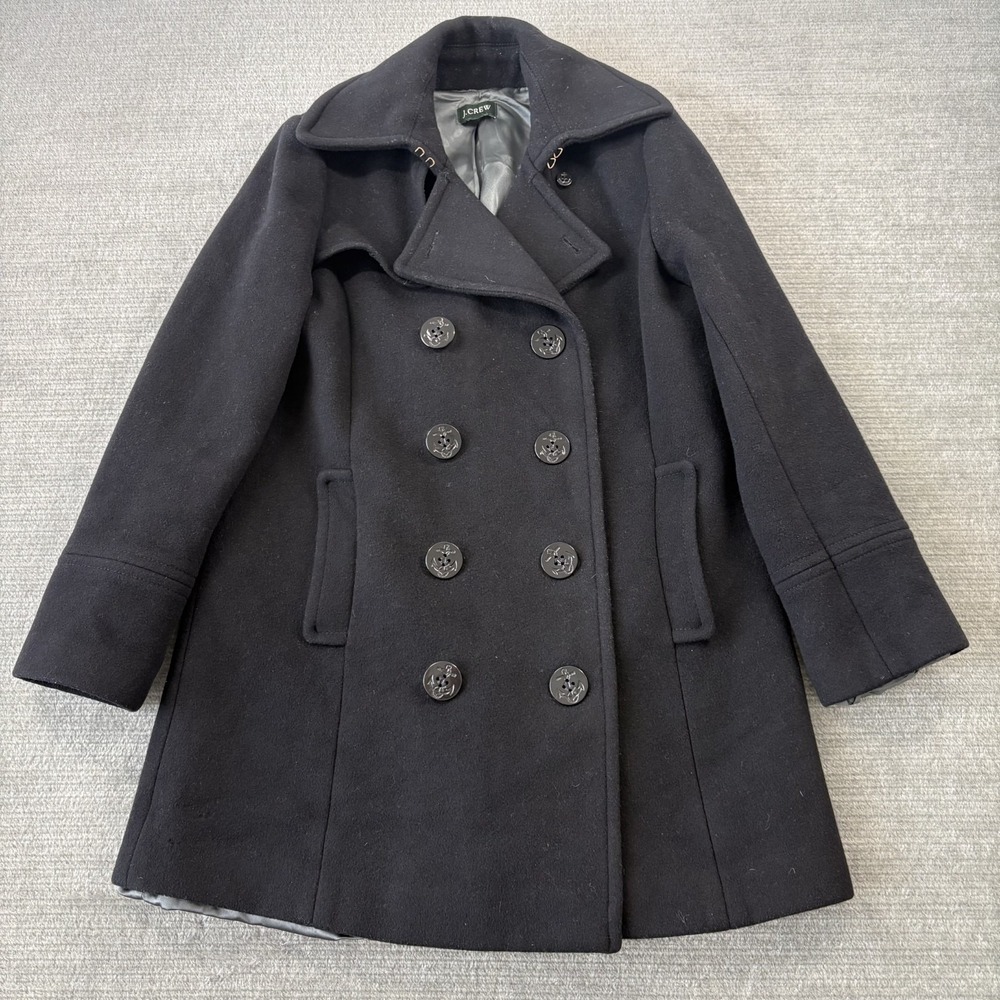 J Crew Black Wool Blend‎ Peacoat Jacket Double Breasted Women's Coat Small